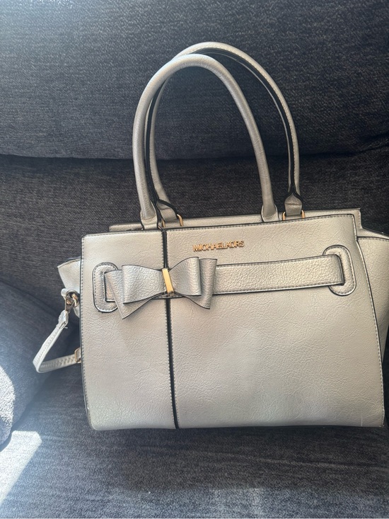 Michael Kors Handbags - Michael Kors Silver Bow-Accent Leather Satchel